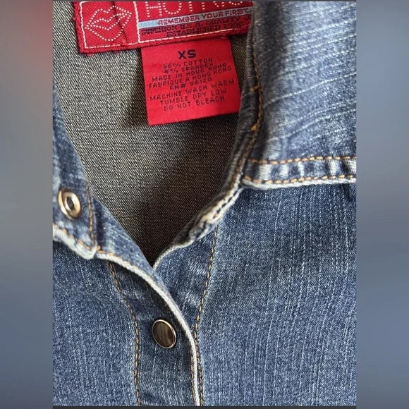 Y2K Vintage Hot Kiss Denim Button Up Dress - Picture 2 of 5